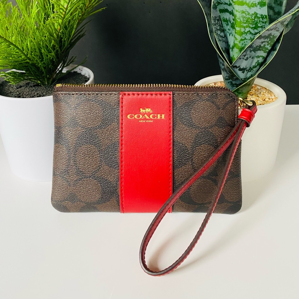 Brown/Red Coach Wristlet